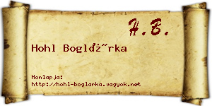 Hohl Boglárka névjegykártya