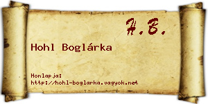 Hohl Boglárka névjegykártya